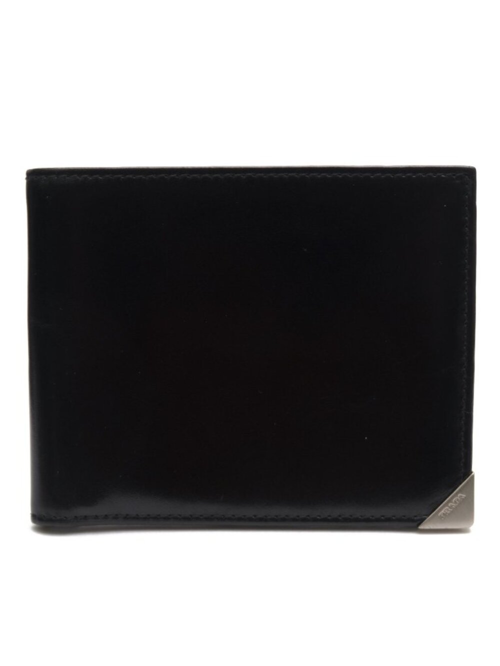 Prada Wallet Leather Black Portatrucco Vitello Box Billfold No Coin Purse Bifold